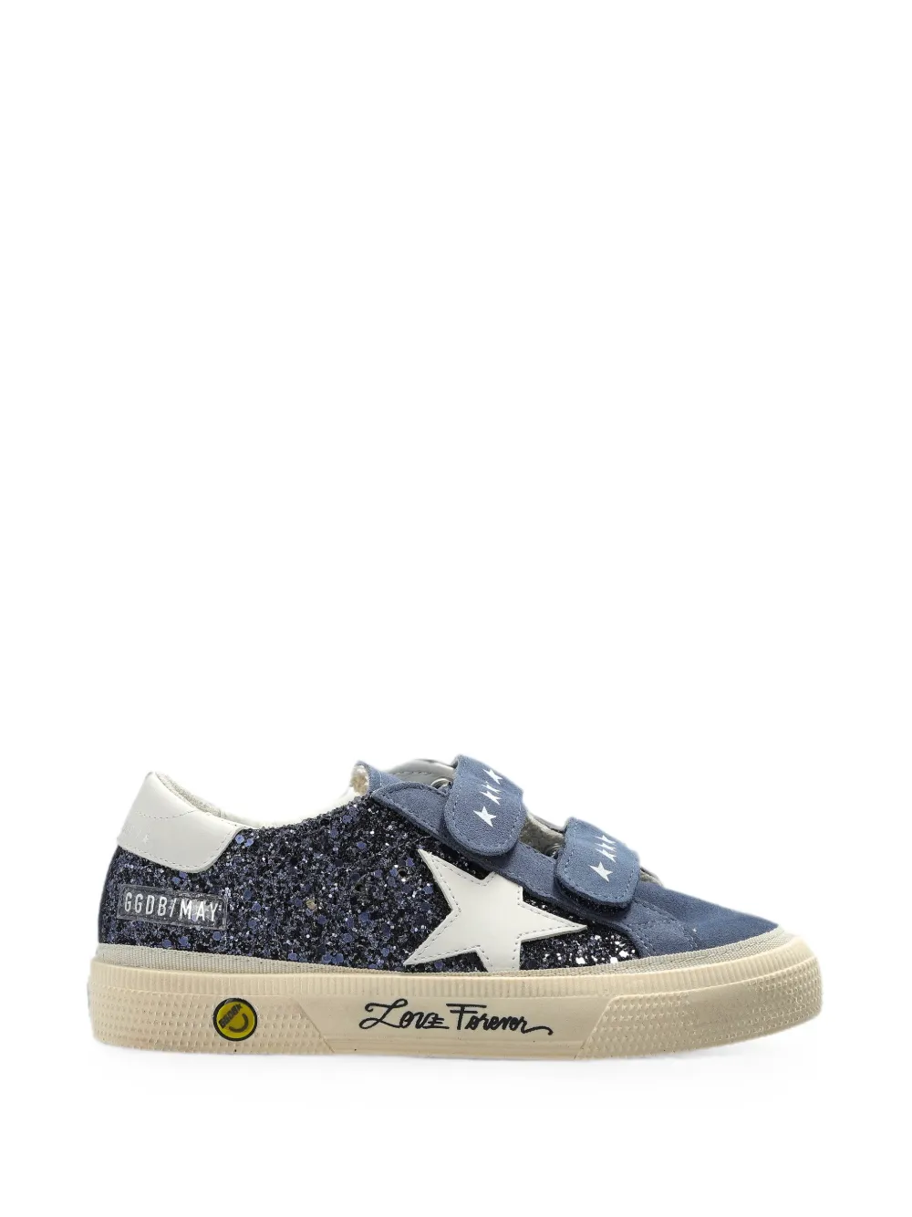 Golden Goose Kids May glitter-effect touch-strap sneakers Blauw