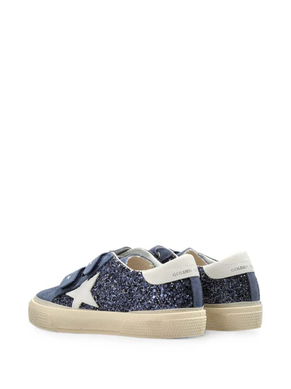 Golden Goose Kids May glitter-effect touch-strap sneakers Blauw