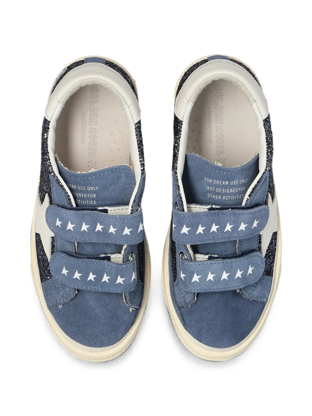 Golden Goose Kids May glitter-effect touch-strap sneakers Blauw