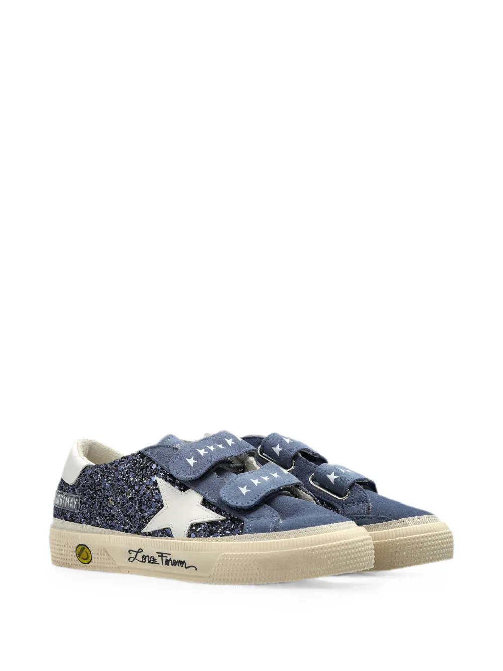 Golden Goose Kids May glitter-effect touch-strap sneakers - Blu