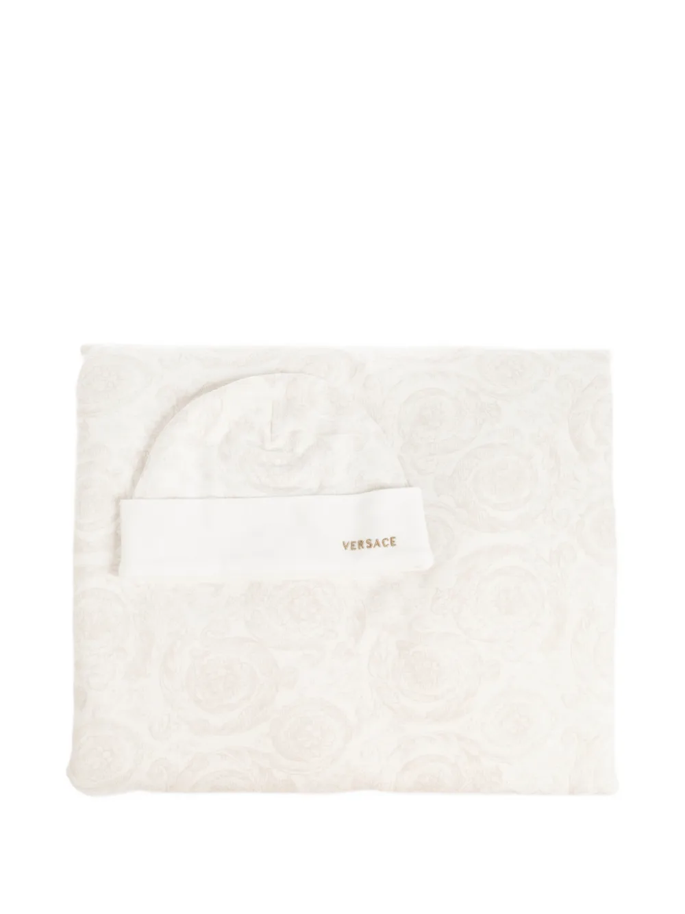 Versace Kids Barocco-print blanket and hat - Toni neutri