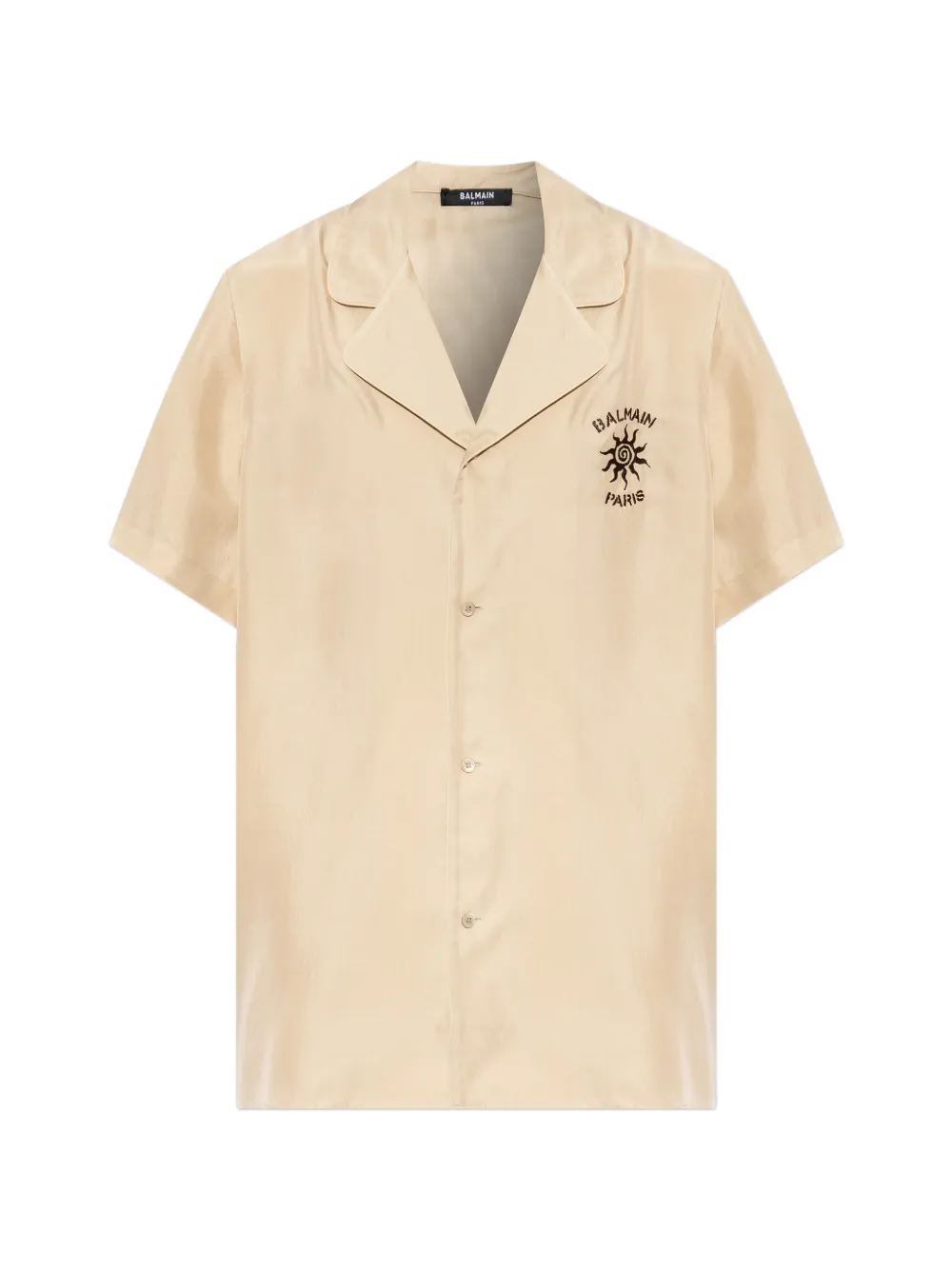Balmain logo-embroidered camp-collar shirt - Toni neutri