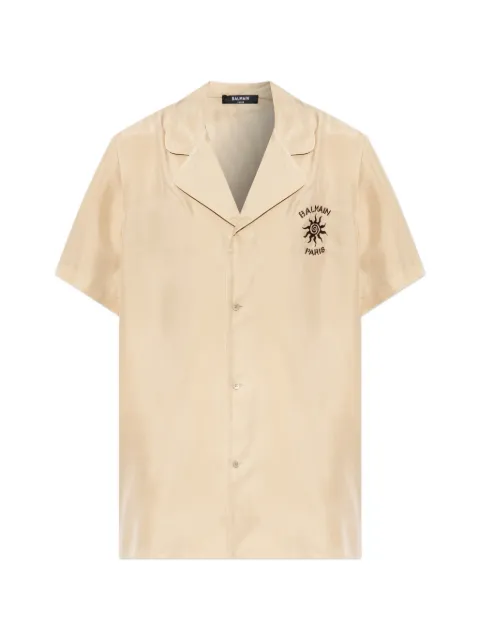 Balmain logo-embroidered camp-collar shirt