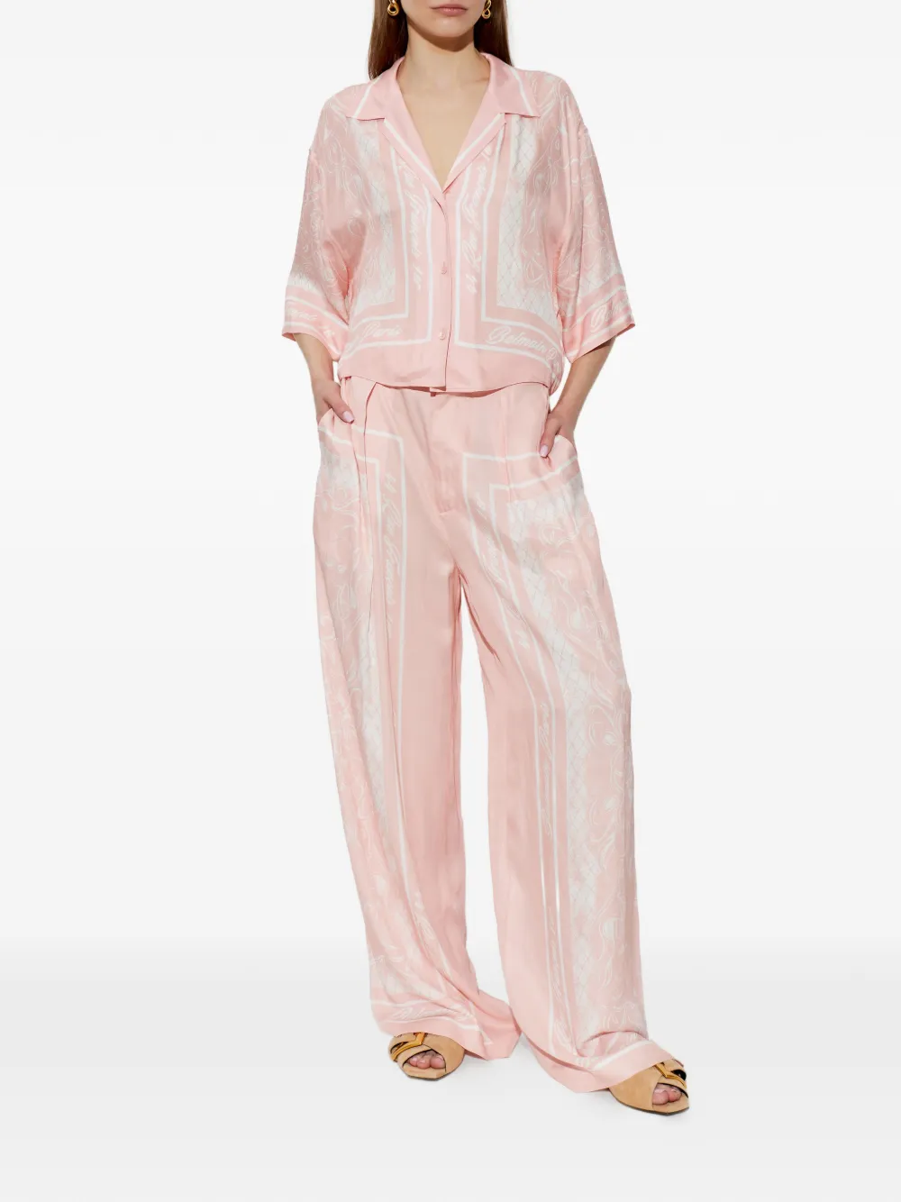 Balmain Broek met wijde pijpen Roze
