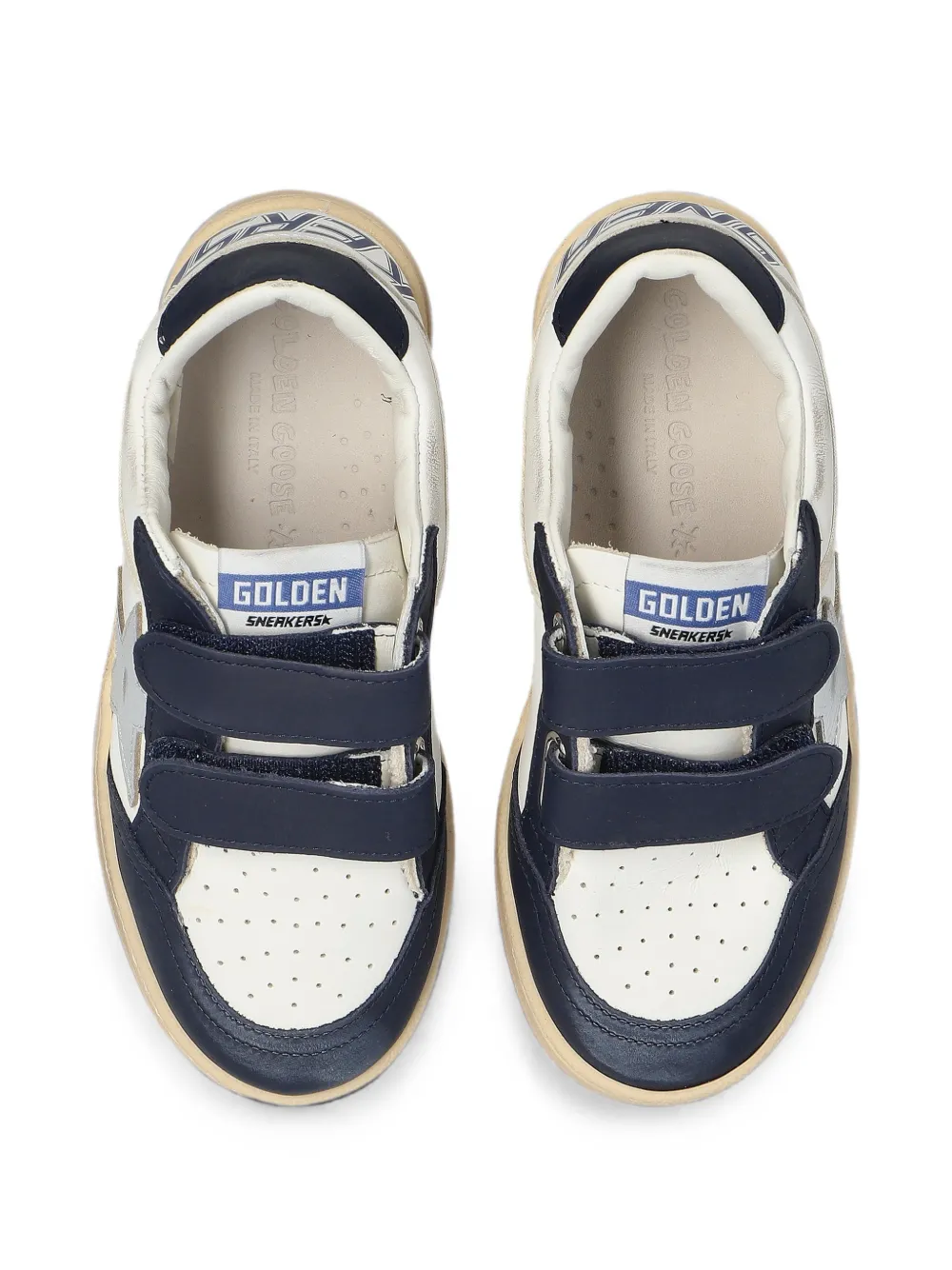 Golden Goose Kids star-patch touch-strap sneakers Beige