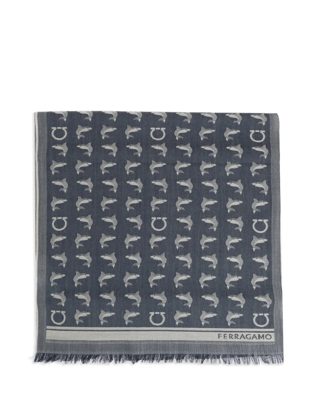 Ferragamo Gancini dolphin-print scarf - Blu