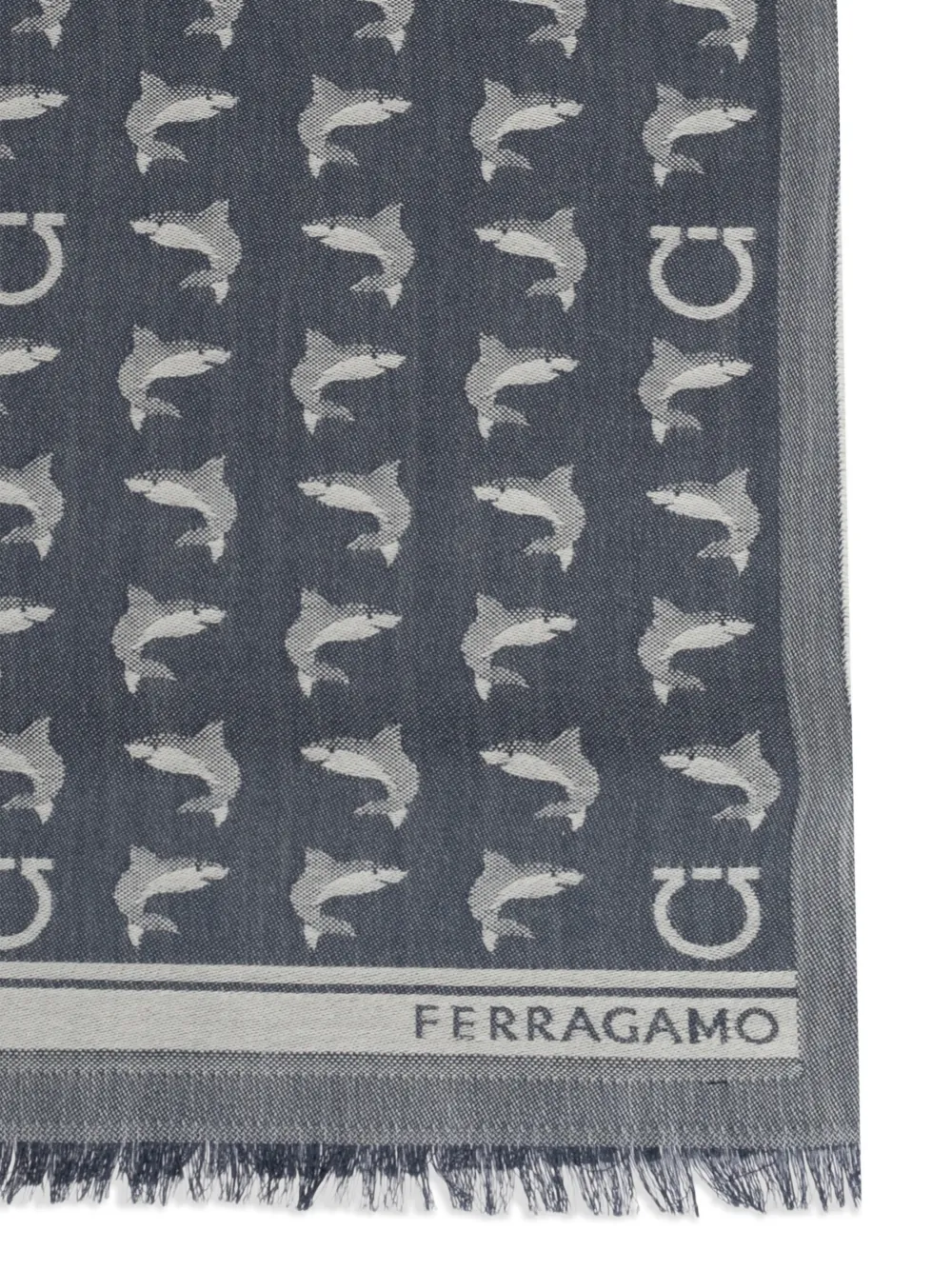 Ferragamo Sjaal met haaienprint en jacquard Blauw