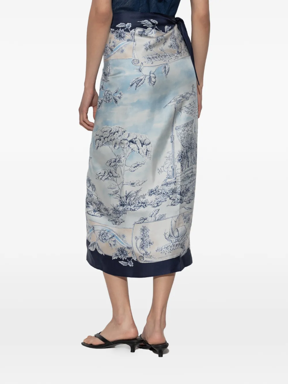 Ferragamo Zijden wikkeldoek met Voyage-print Blauw