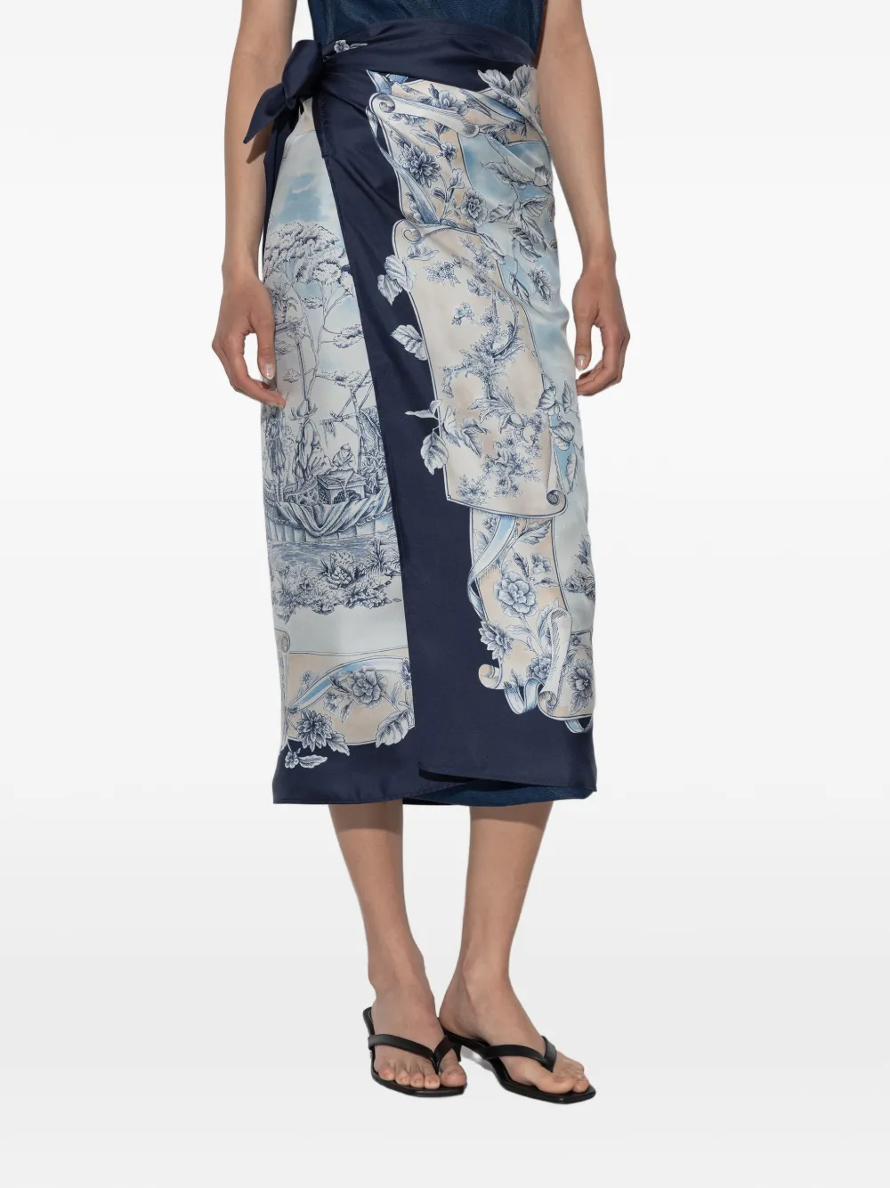 Ferragamo Zijden wikkeldoek met Voyage-print Blauw