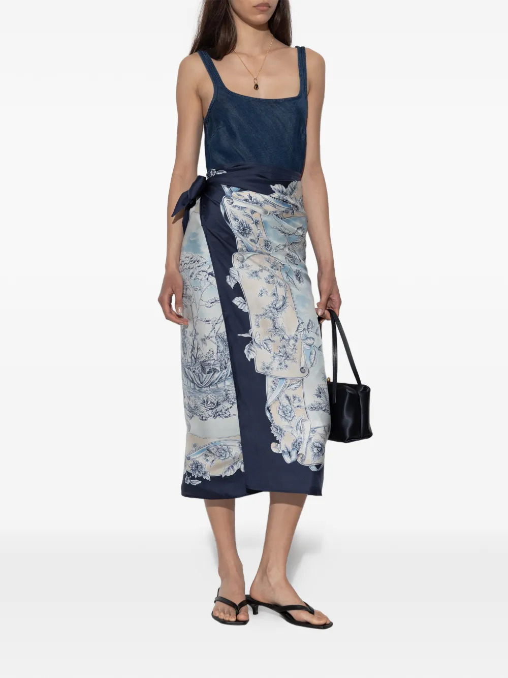 Ferragamo Zijden wikkeldoek met Voyage-print Blauw