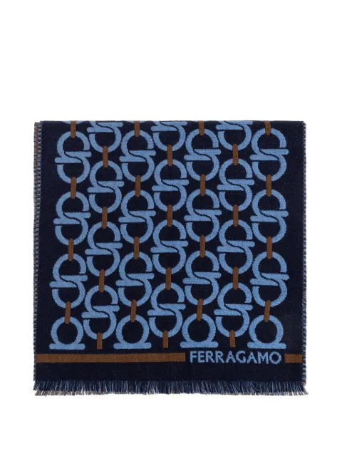 Ferragamo Gancini-jacquard fringed scarf