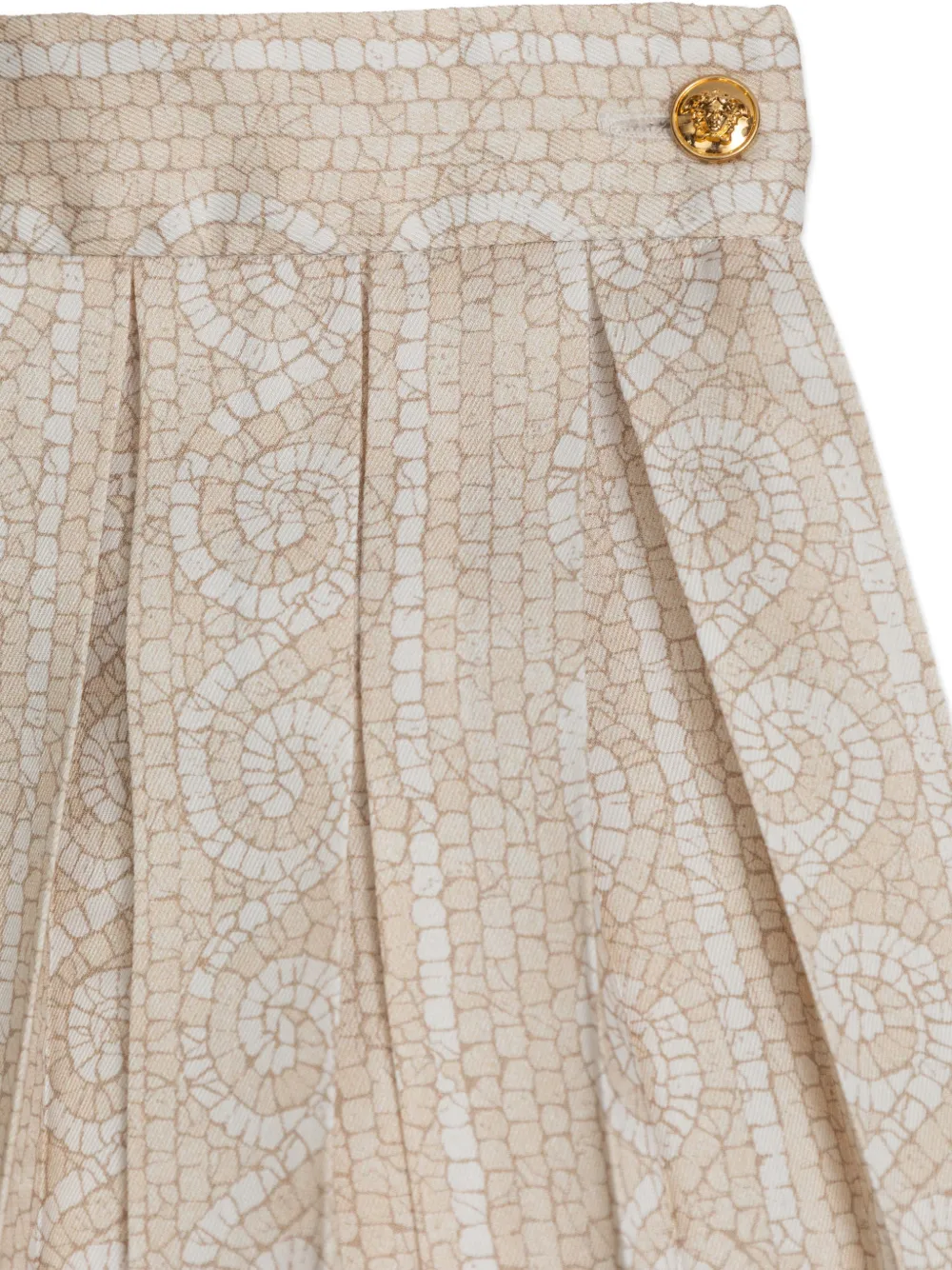 Versace Kids Plooirok met Medusa knoop Beige
