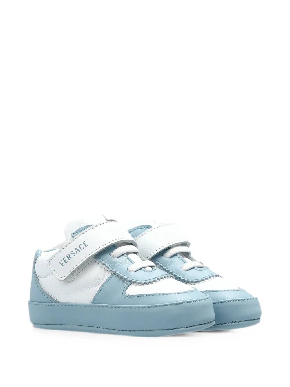 Versace Kids touch-strap leather sneakers - Blu