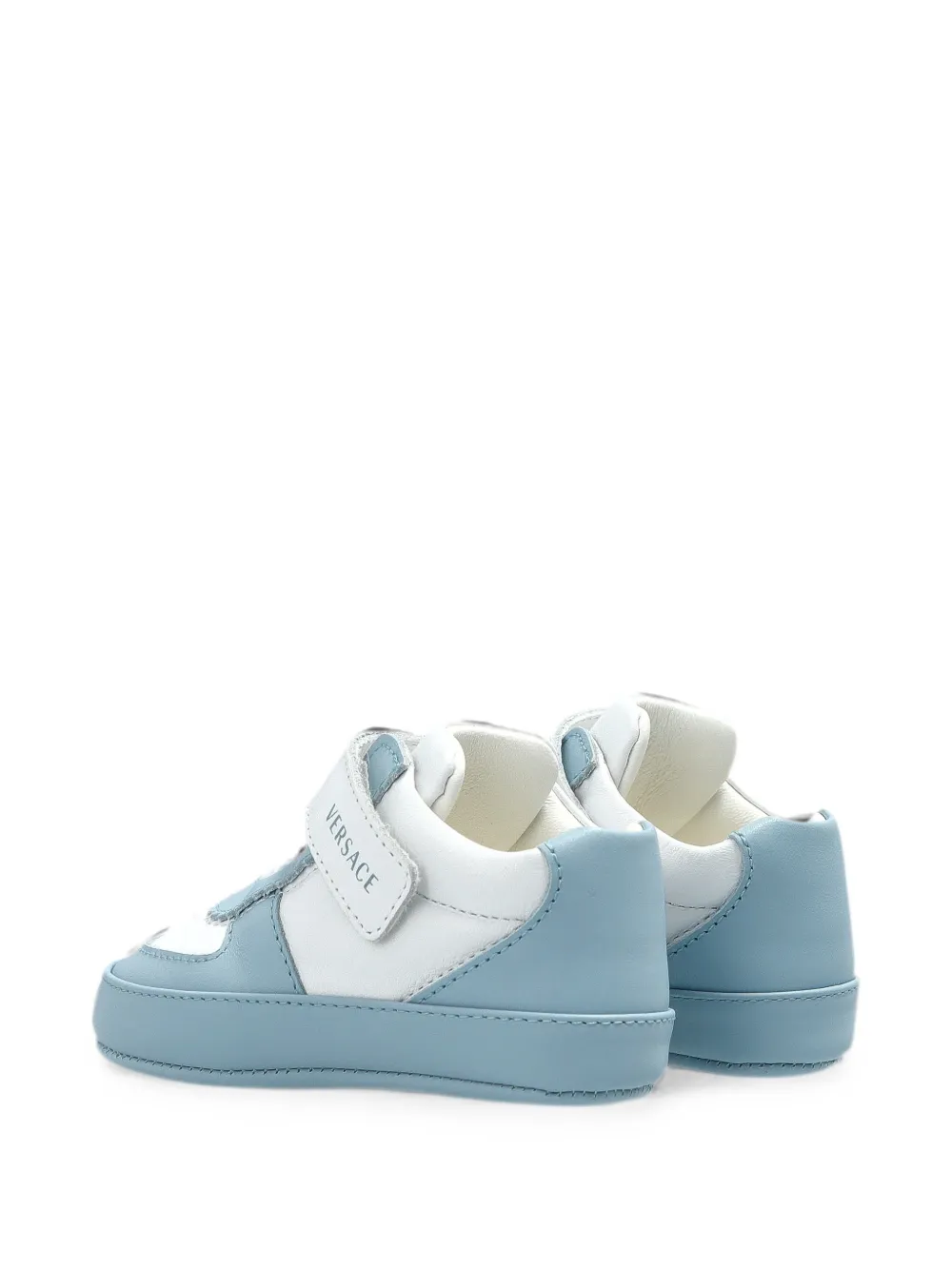 Versace Kids touch-strap leather sneakers Blauw