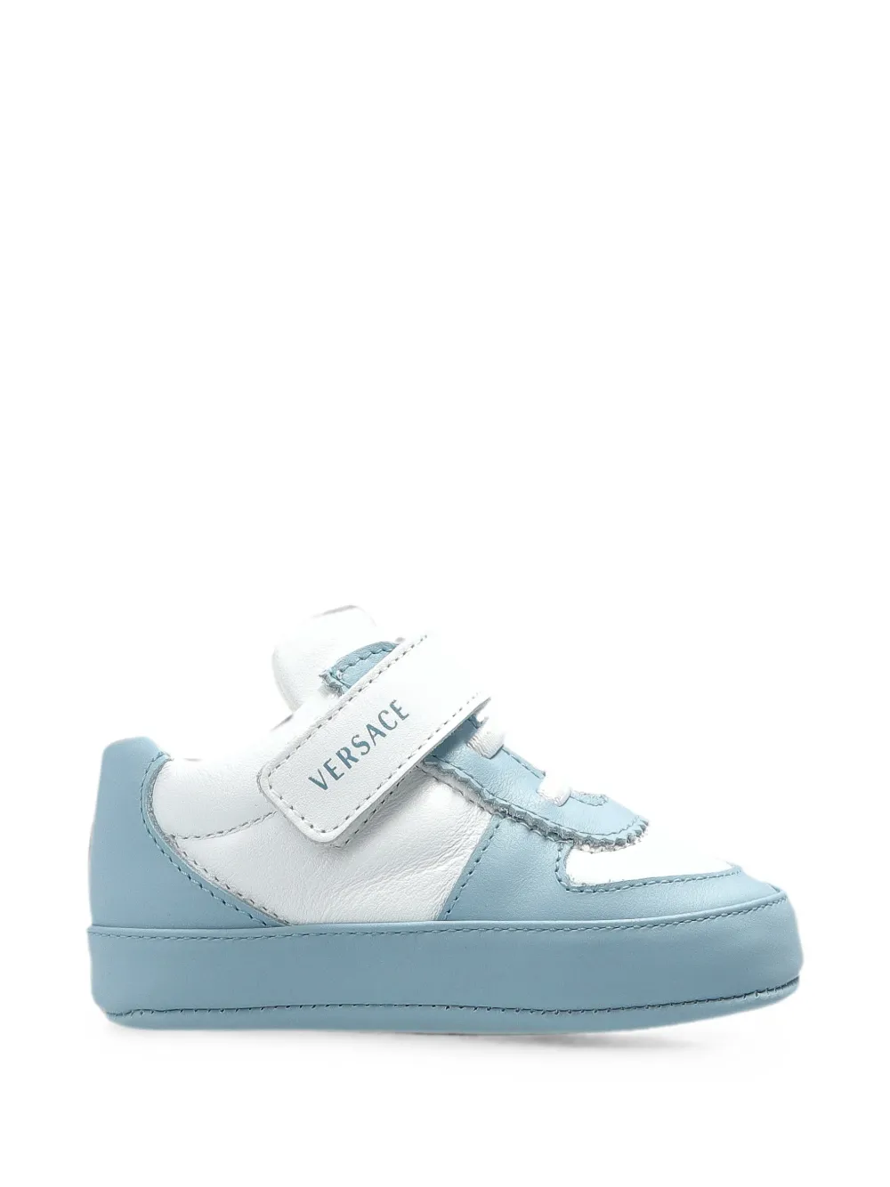 Versace Kids touch-strap leather sneakers Blauw