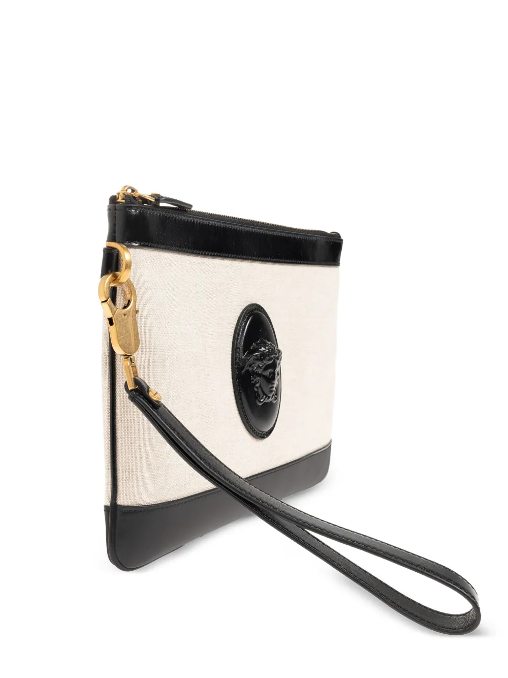 Versace Rivière canvas clutch Beige