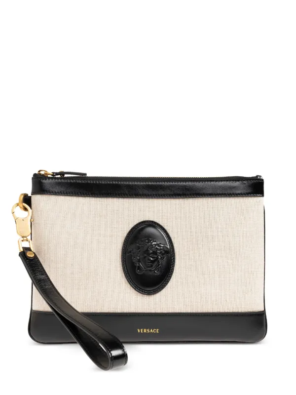Versace Rivière Clutch Bag in Neutrals