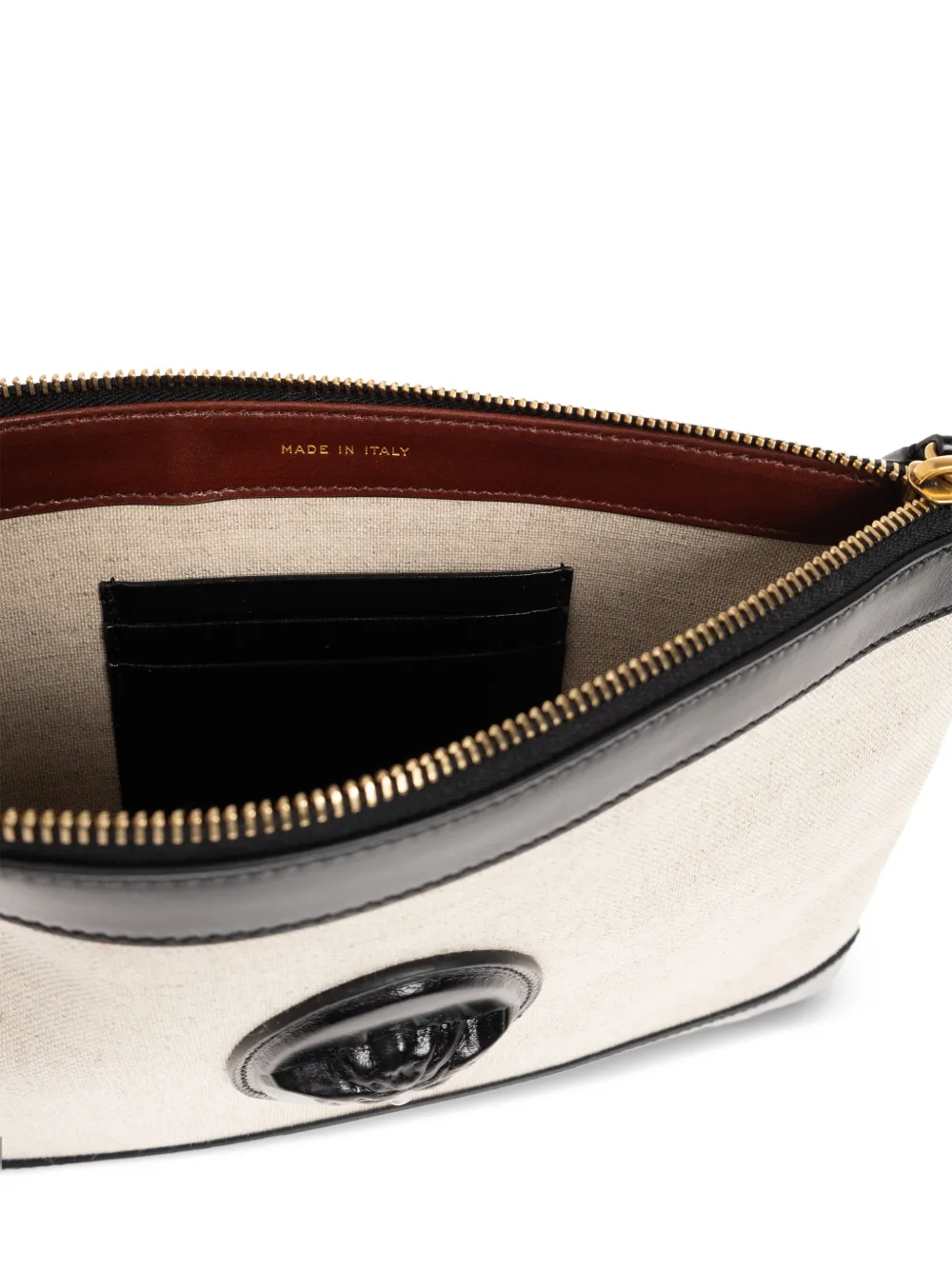 Versace Rivière canvas clutch Beige