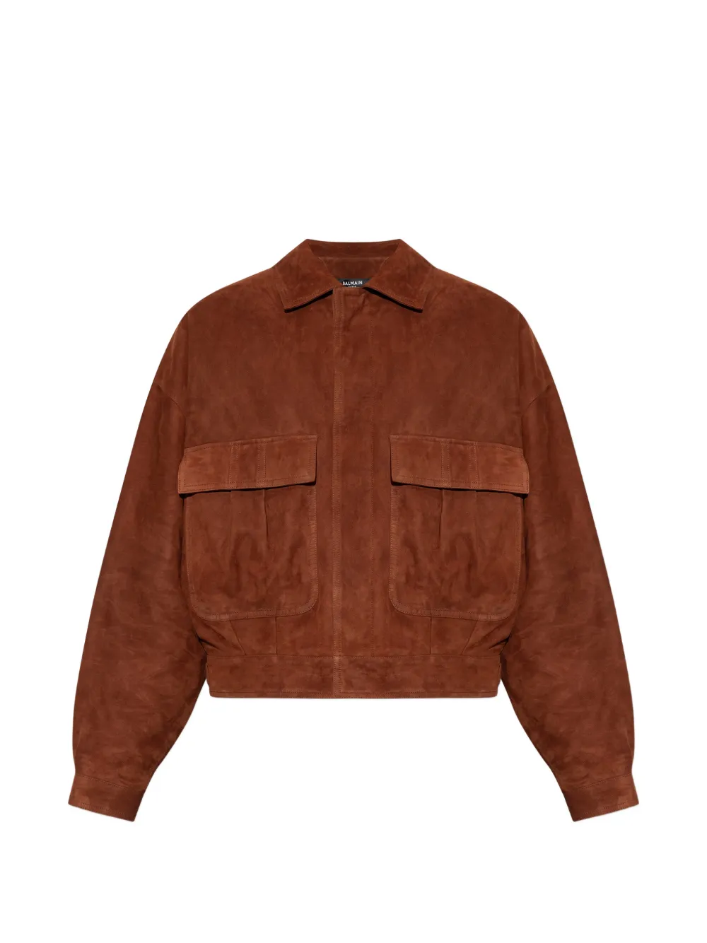 Balmain suede flap-pocket jacket - Braun