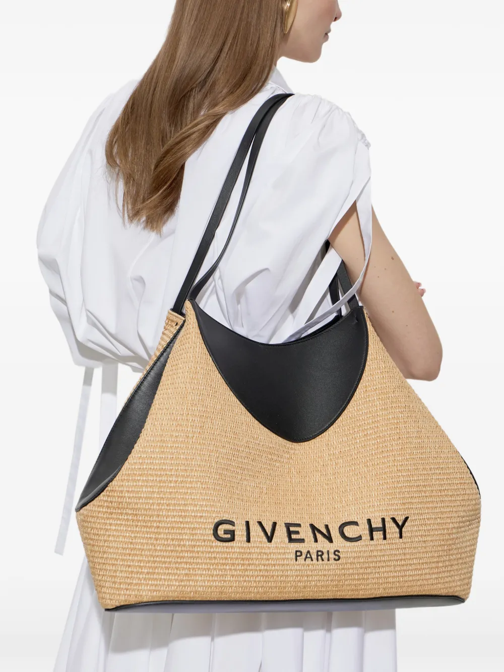 Givenchy Medium Facet raffia shopper Beige