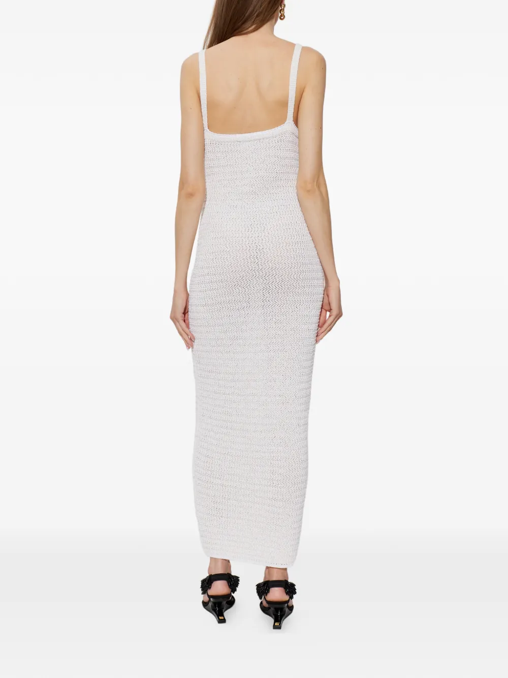 Balmain Gehaakte maxi-jurk met V-hals Wit