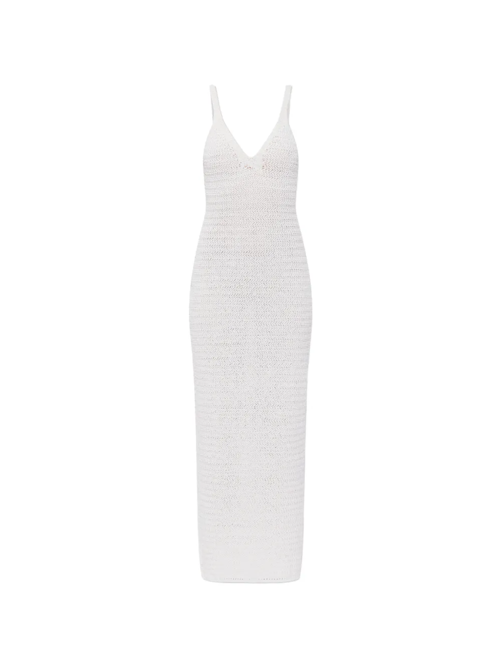 Balmain crochet-knit V-neck maxi dress - Bianco