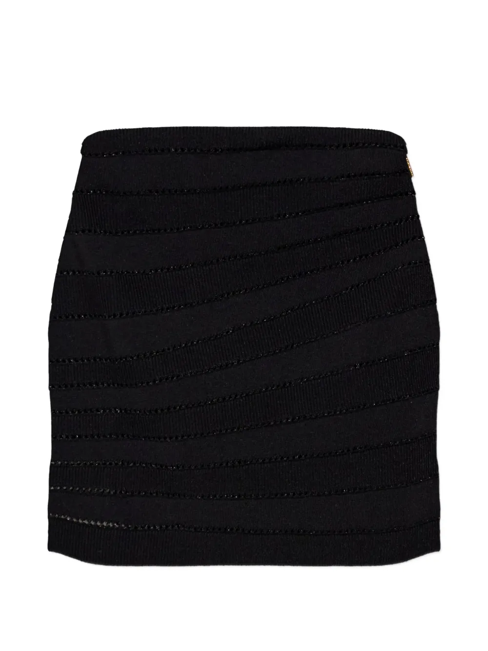 Balmain pointelle-knit ribbed mini skirt - Nero