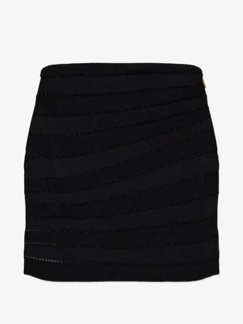 Balmain pointelle-knit ribbed mini skirt