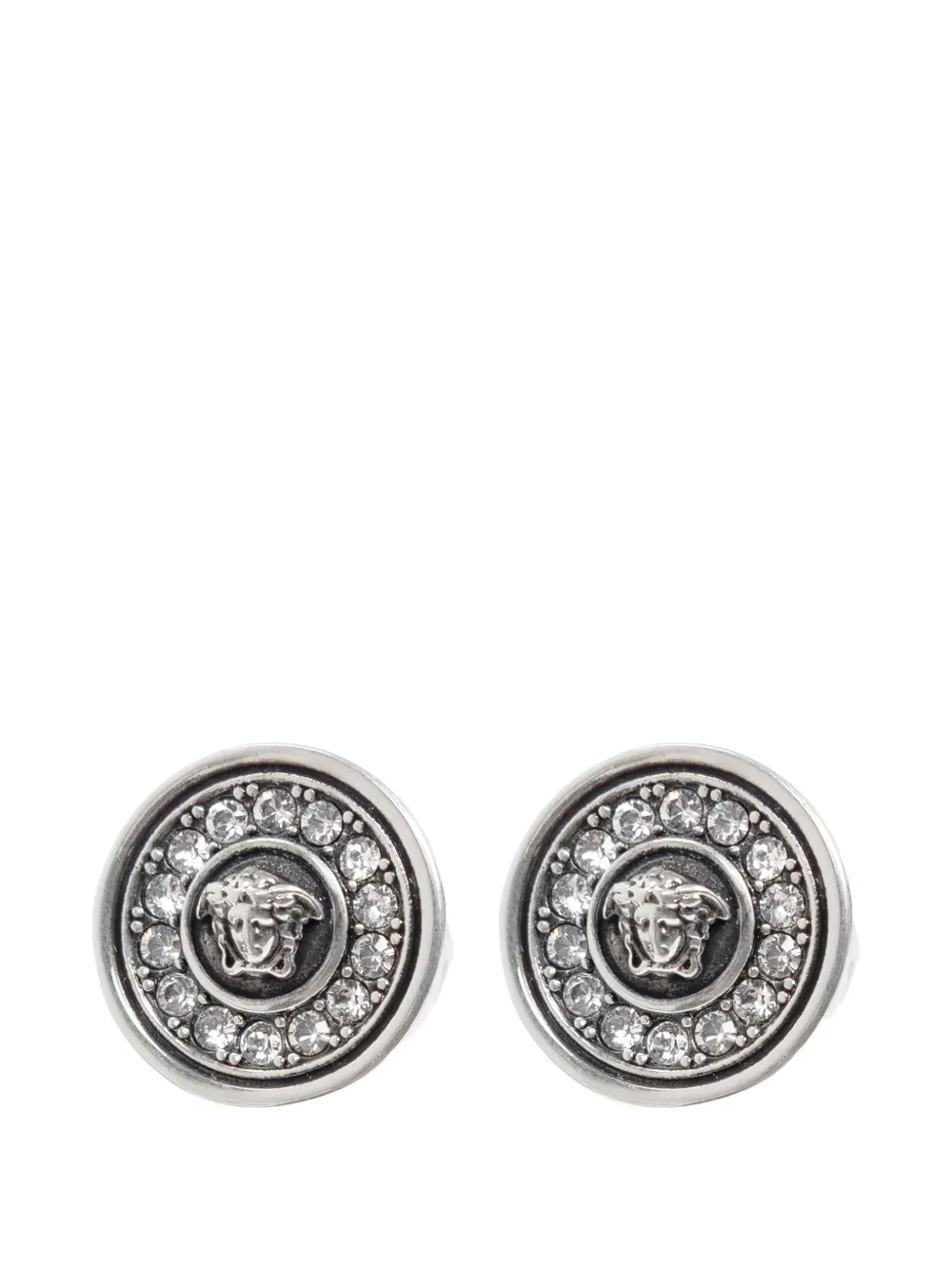 Versace Medusa Crystal-embellished Earrings In Metallic