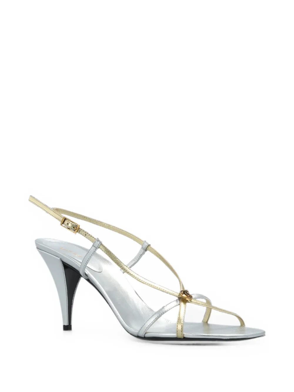 Versace Valentina metallic leather sandals Zilver