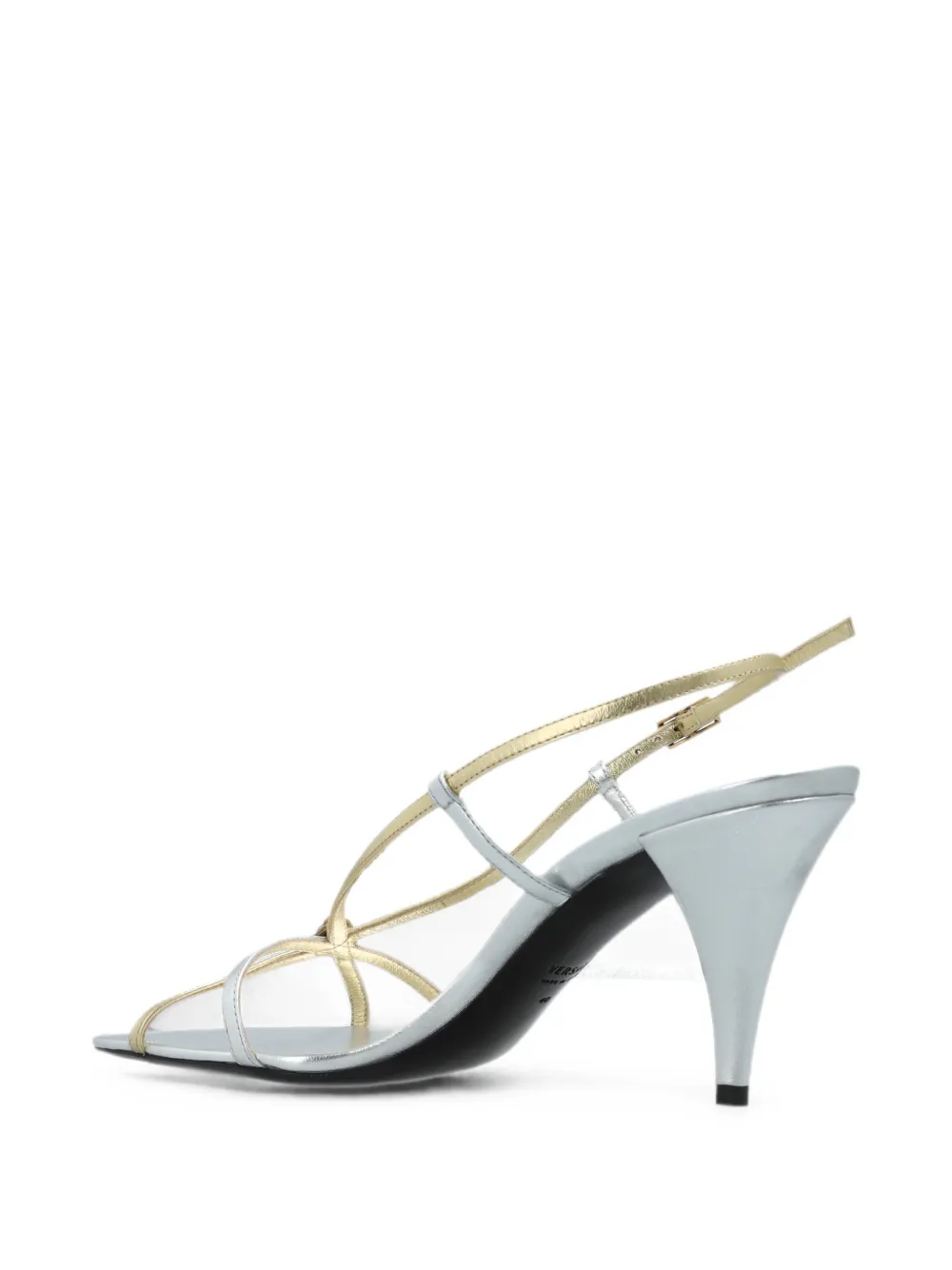Versace Valentina metallic leather sandals Zilver