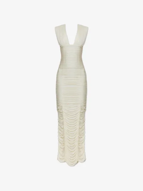 Versace ruched V-neck maxi dress