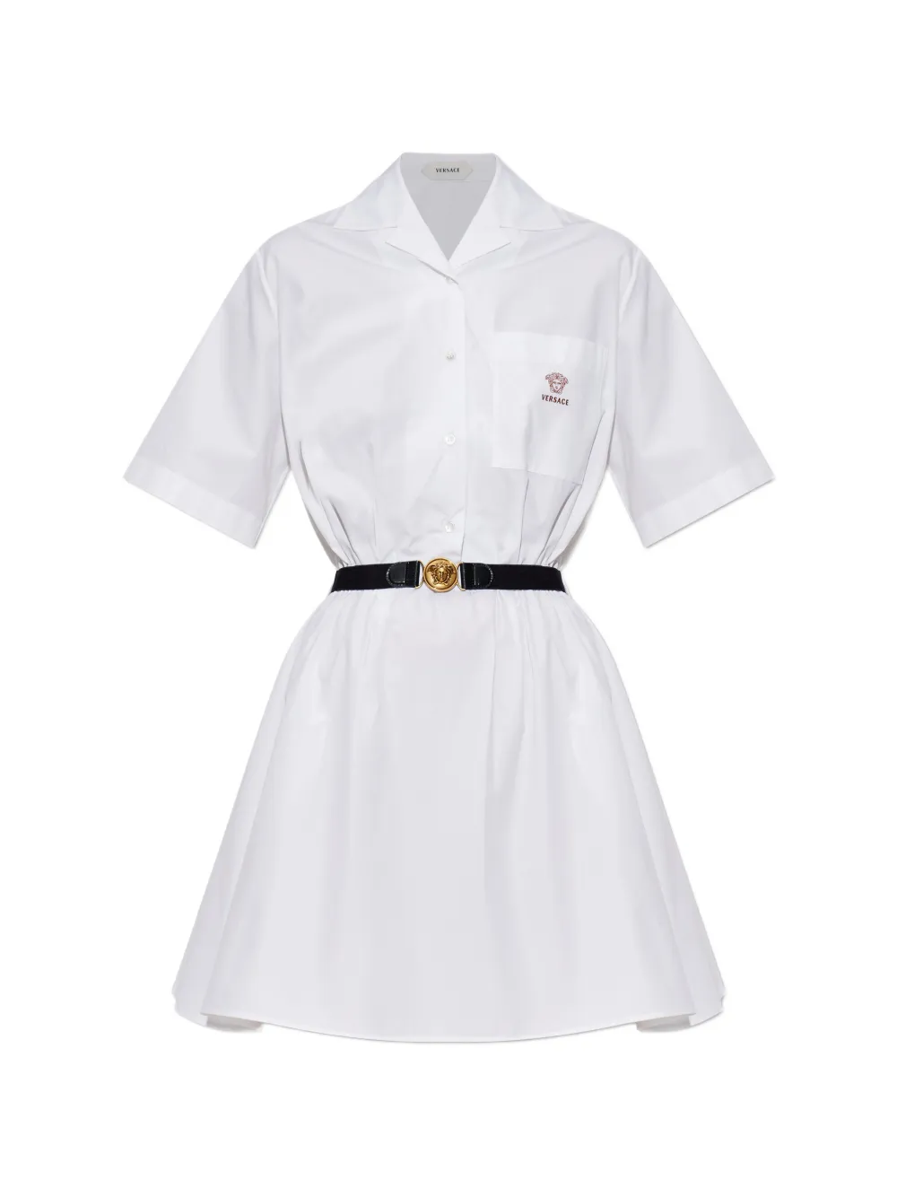 Versace belted Medusa-embroidered mini dress - Bianco