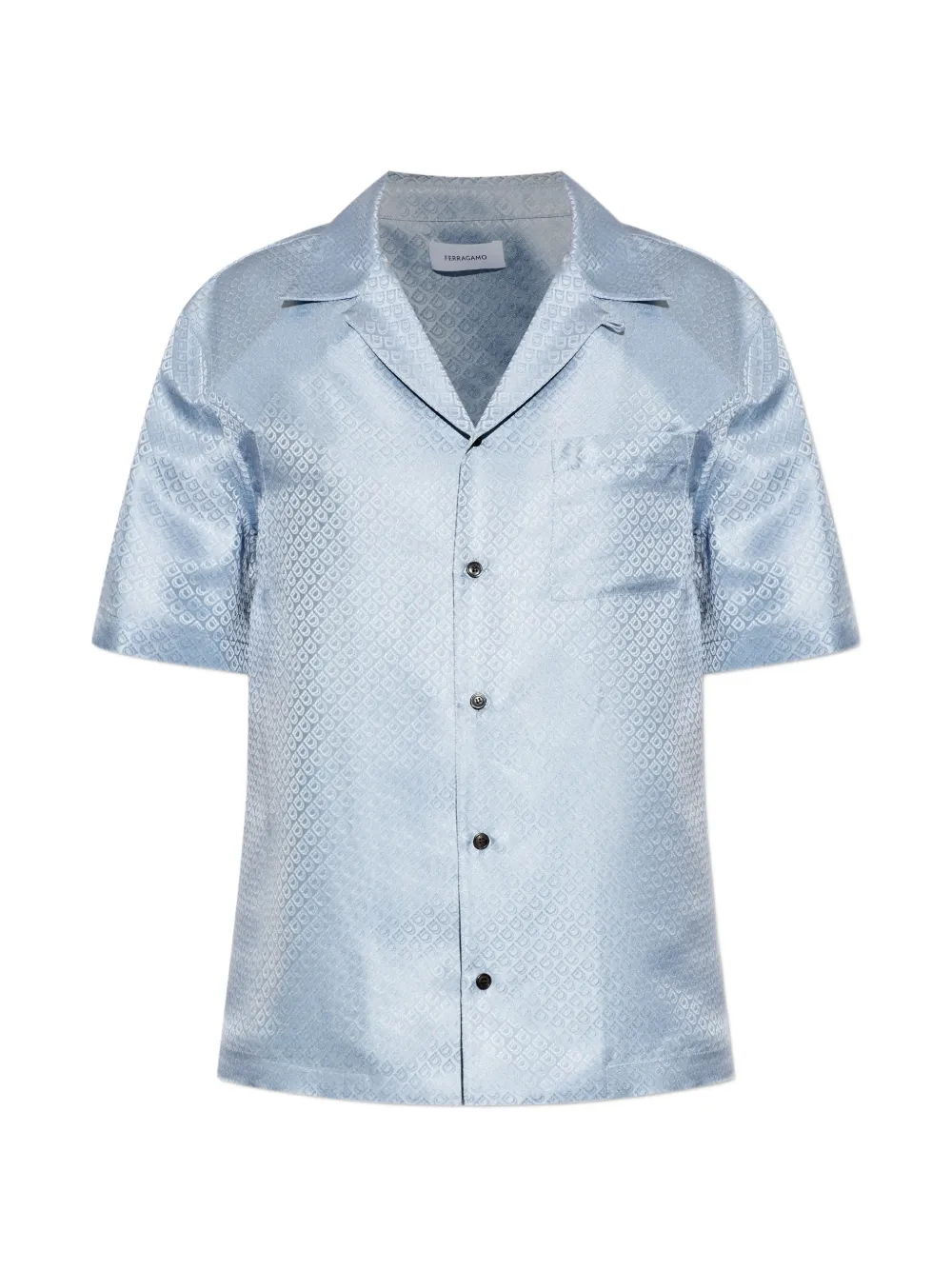 Ferragamo Gancini-jacquard short-sleeve shirt - Blue