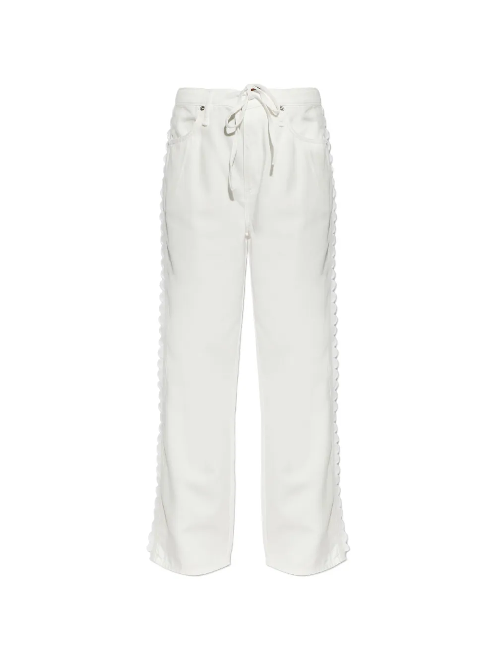 rag & bone scallop-trim drawstring jeans - Weiß