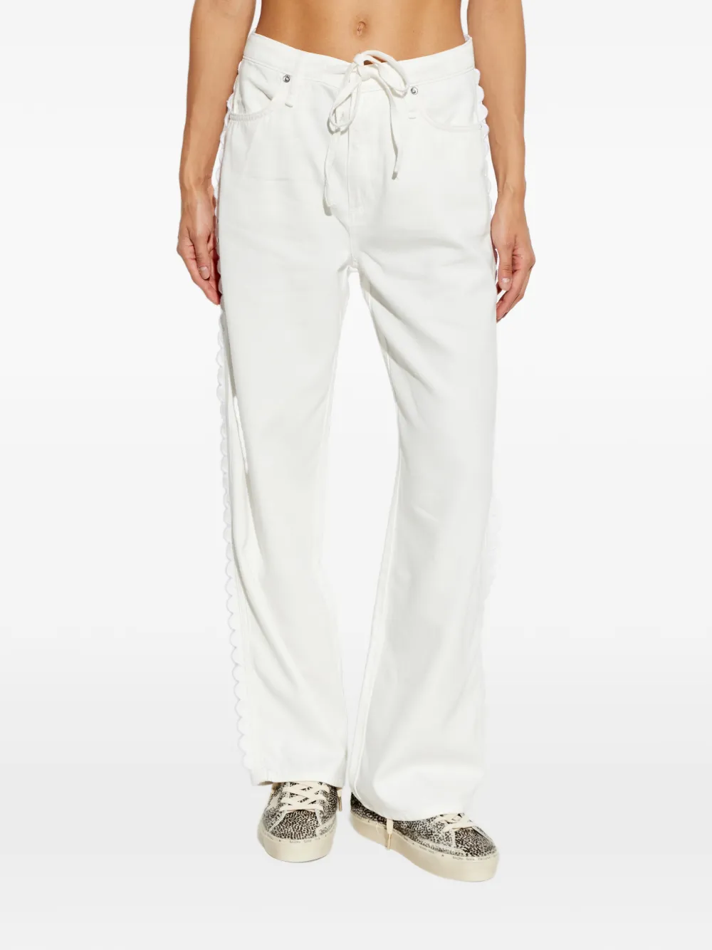 Rag & Bone Vaqueros Con Cordones Y Ribete Festoneado - Blanco 