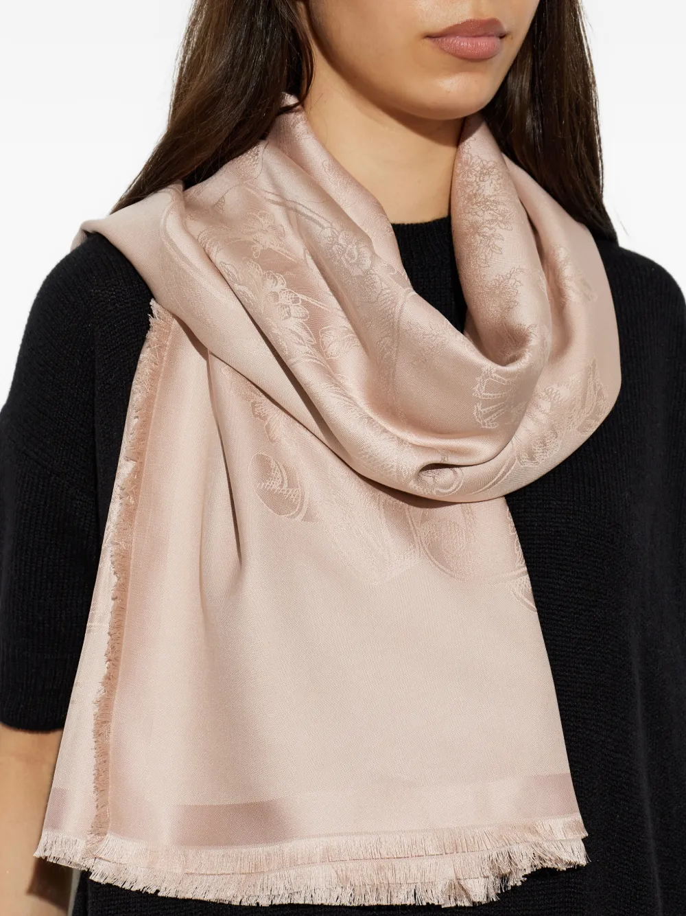 Ferragamo Sjaal met franje en jacquard Roze
