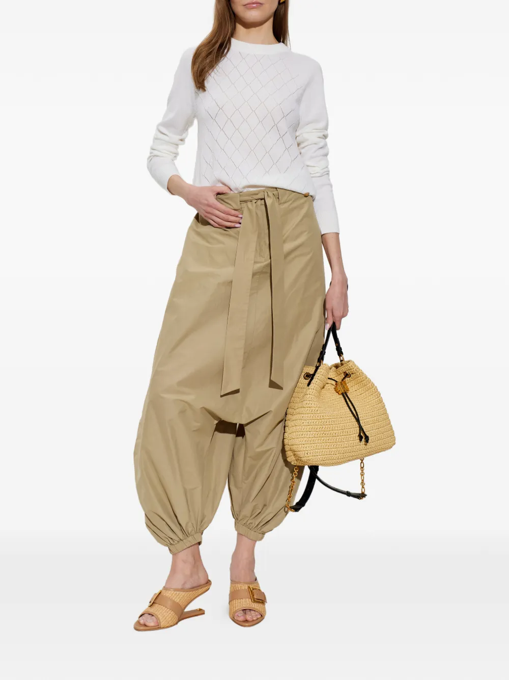 Balmain Gebreide trui met logoknoop Wit