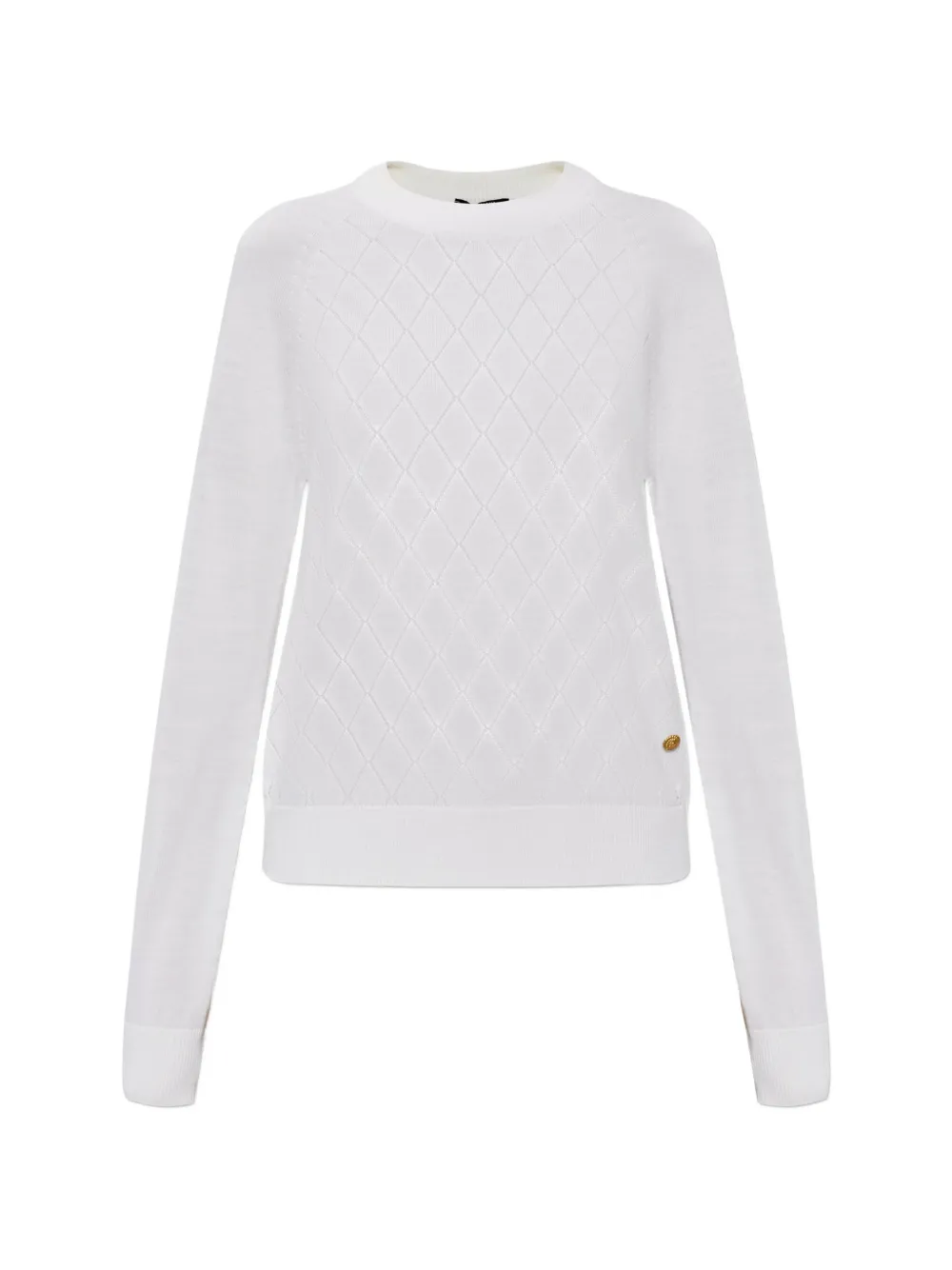 Balmain pointelle-knit logo-button sweater - Bianco