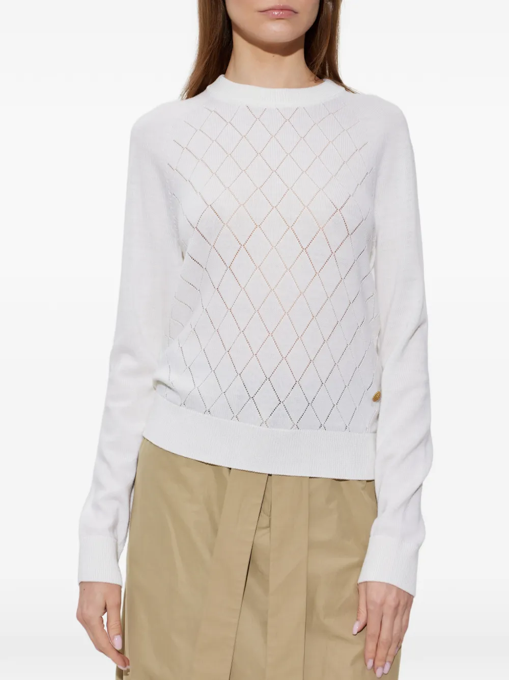 Balmain Gebreide trui met logoknoop Wit
