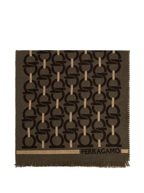 Ferragamo Gancini-pattern frayed scarf