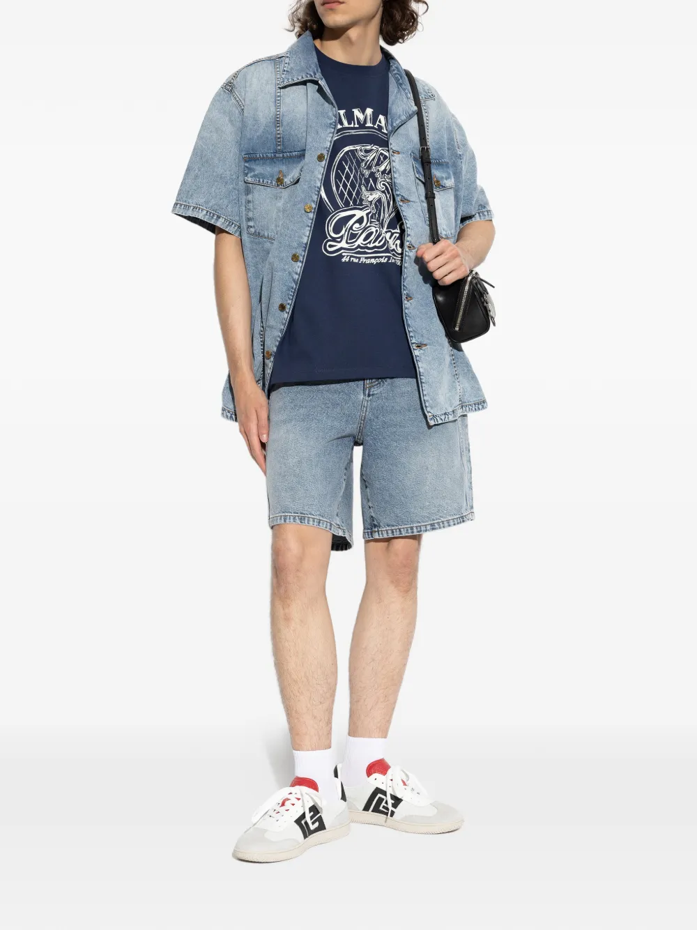Balmain T-shirt met logoprint Blauw