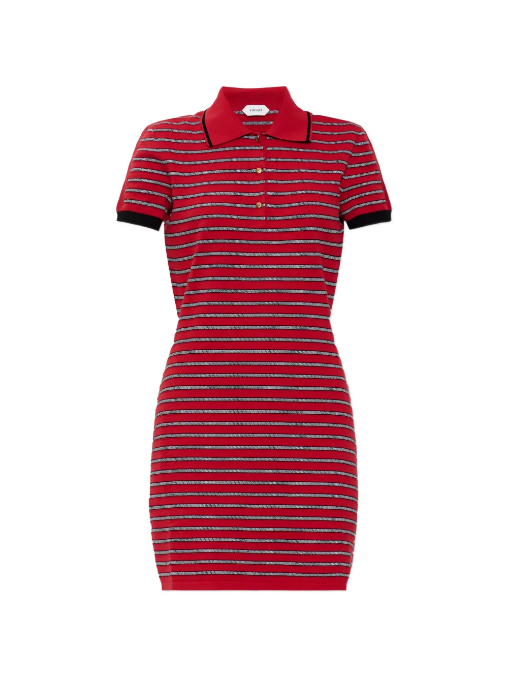 Versace Greca-pattern striped mini dress - Rosso