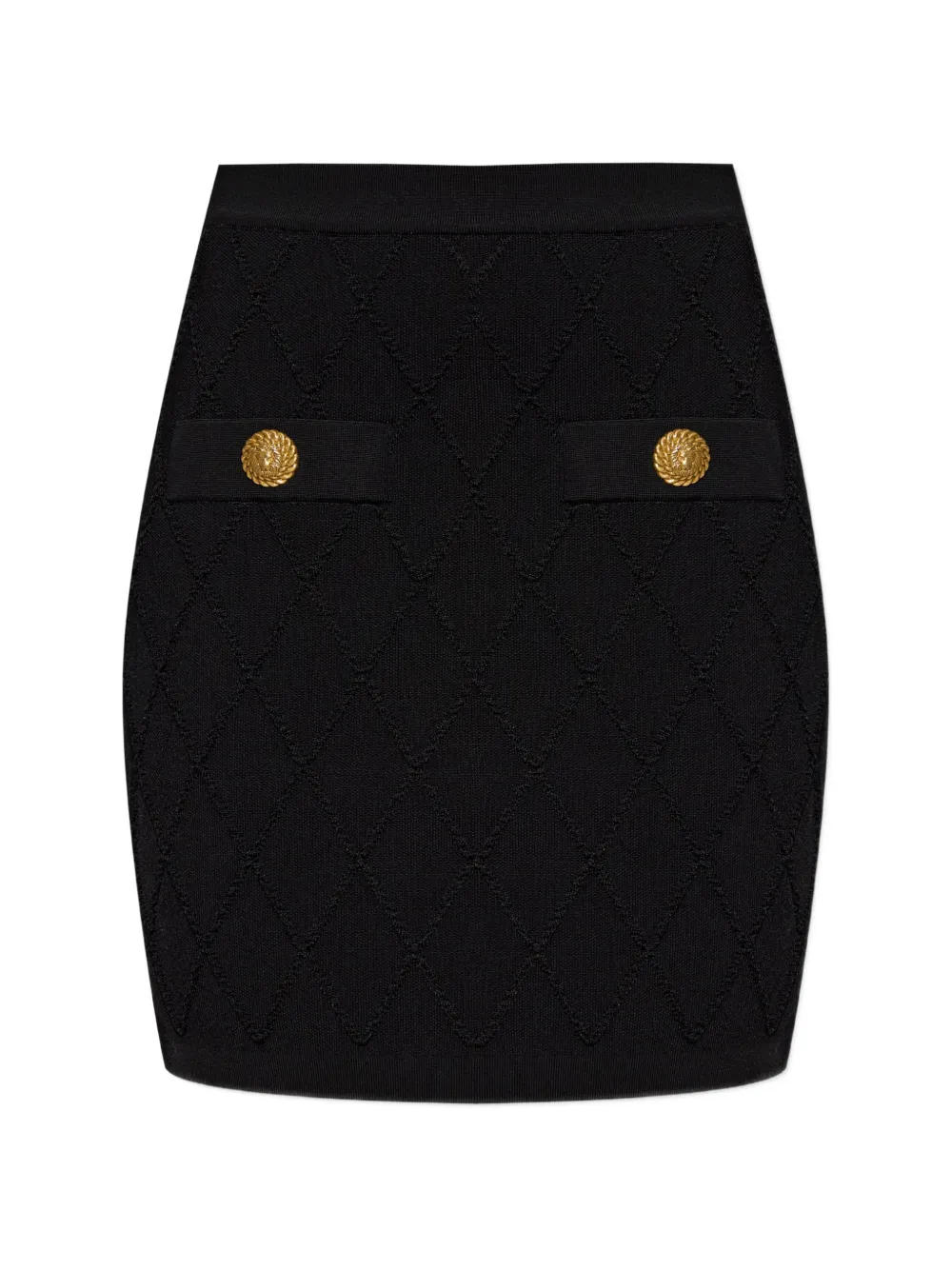 Balmain diamond-quilted lion-head mini skirt - Nero