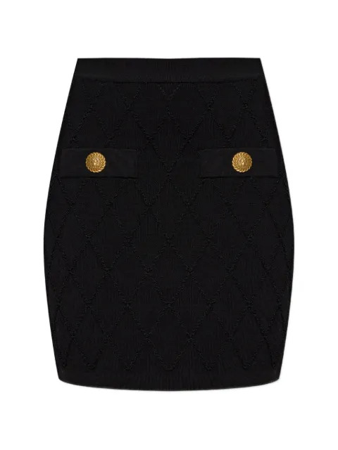 Balmain diamond-quilted lion-head mini skirt