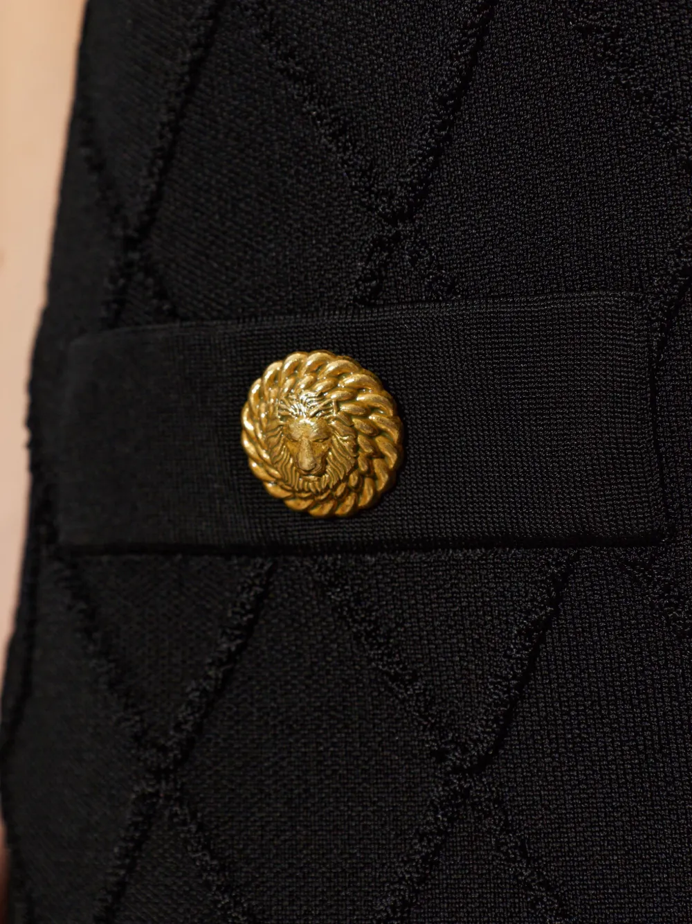 Balmain Gewatteerde mini-rok met leeuwenkop Zwart