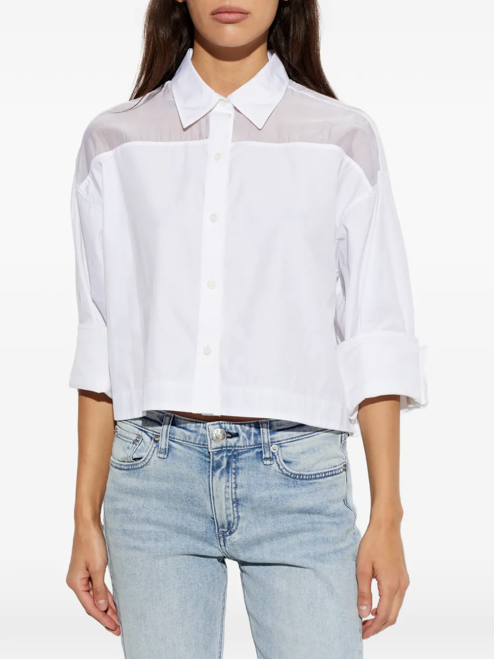 rag & bone Cropped blouse met doorzichtige vlakken Wit