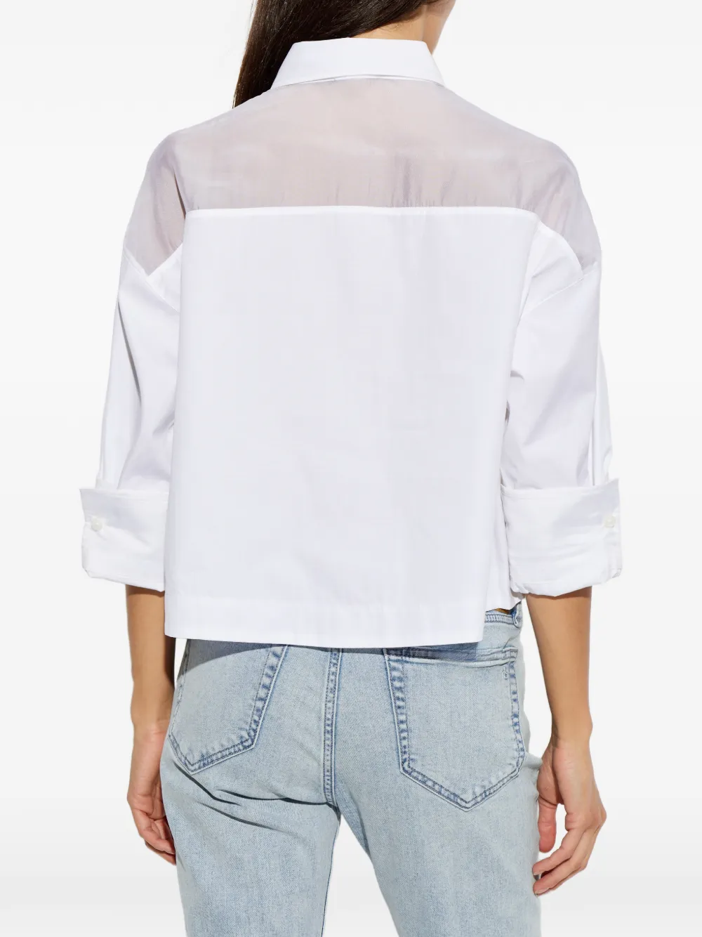 rag & bone Cropped blouse met doorzichtige vlakken Wit