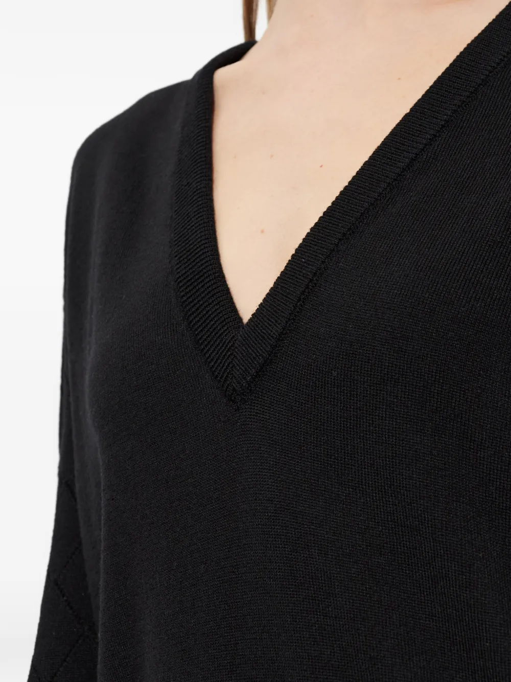 Balmain Trui met V-hals en diamantvormig patroon Zwart