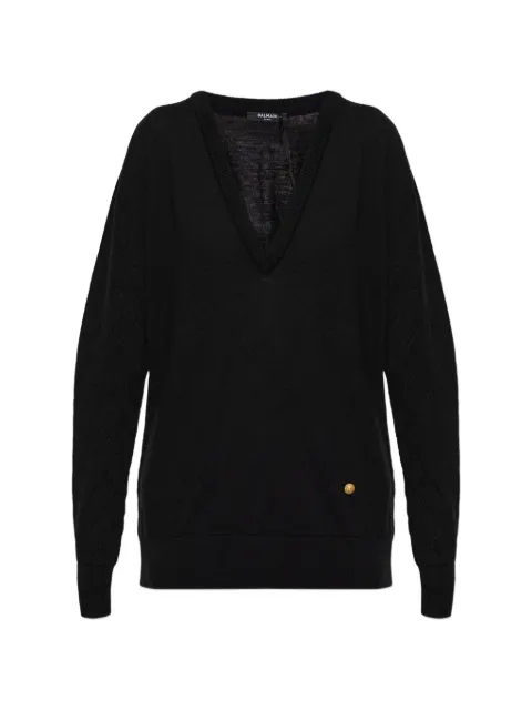 Balmain suéter tejido con motivo de rombo